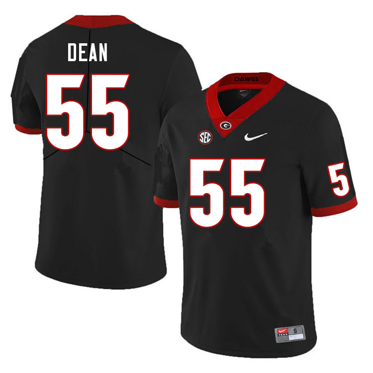 Men #55 Marlin Dean Georgia Bulldogs College Football Jerseys Sale-Black - Click Image to Close
